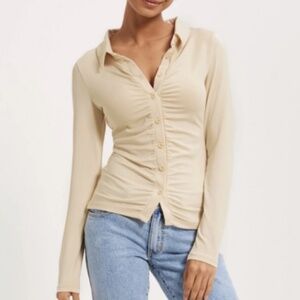 Button Up Ruched Blouse